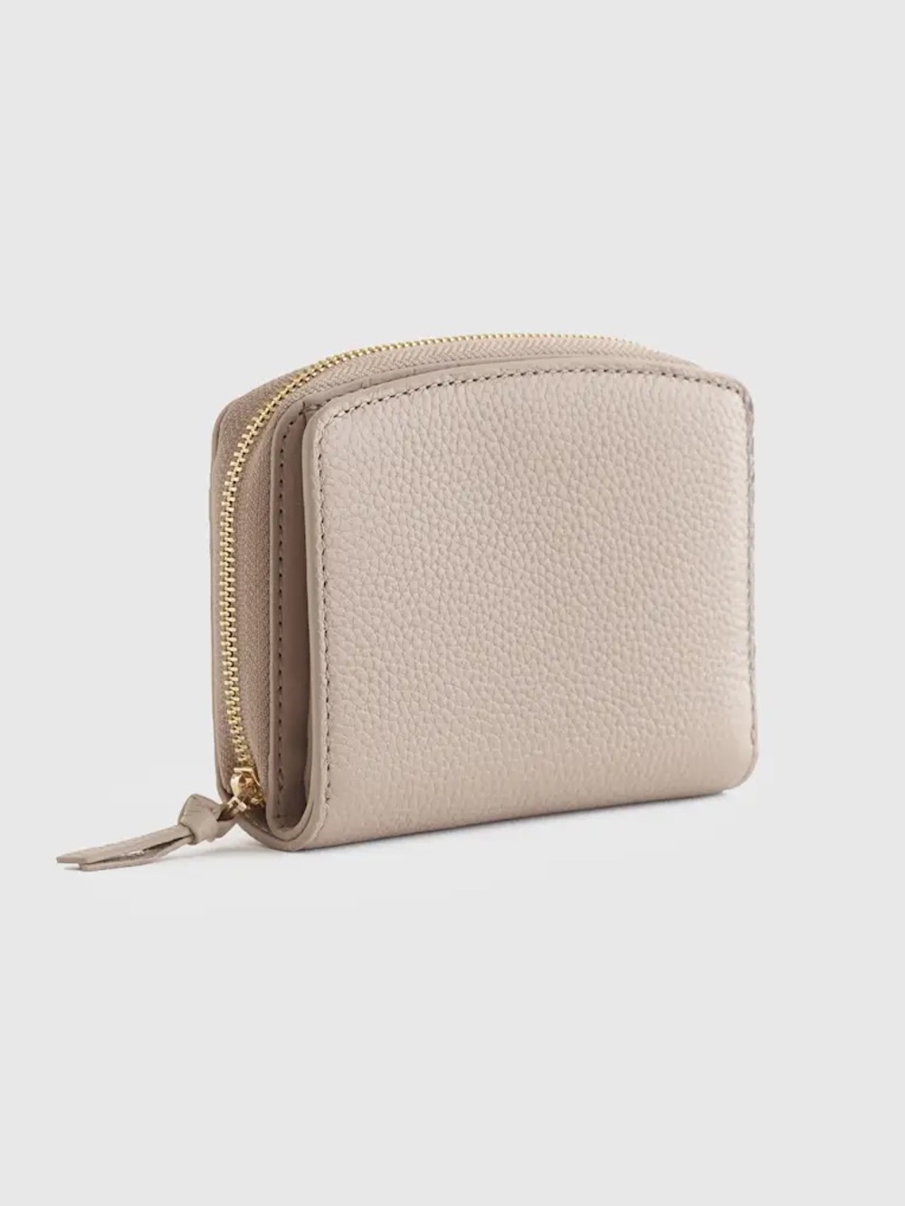 Quince Italian Pebbled Leather Compact Wallet in Taupe